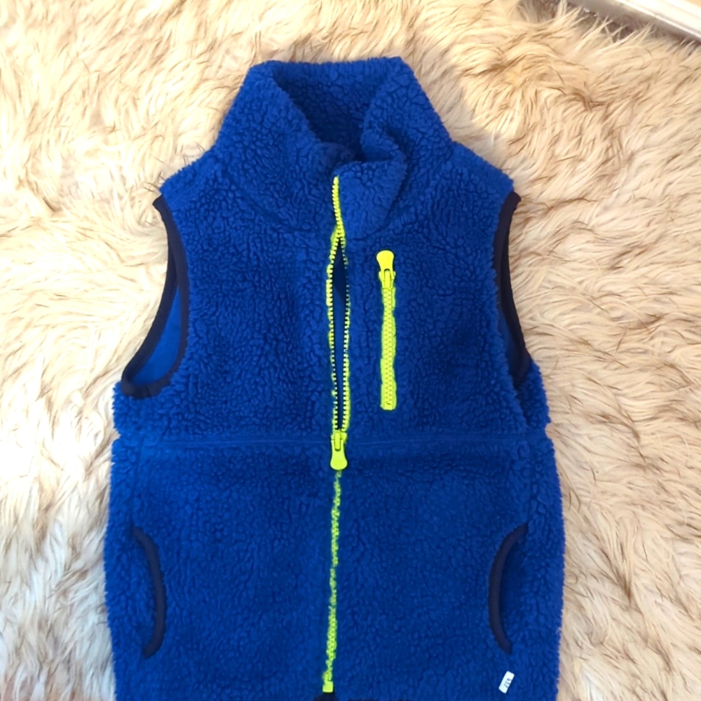 Gap blue and neon green fleece vest